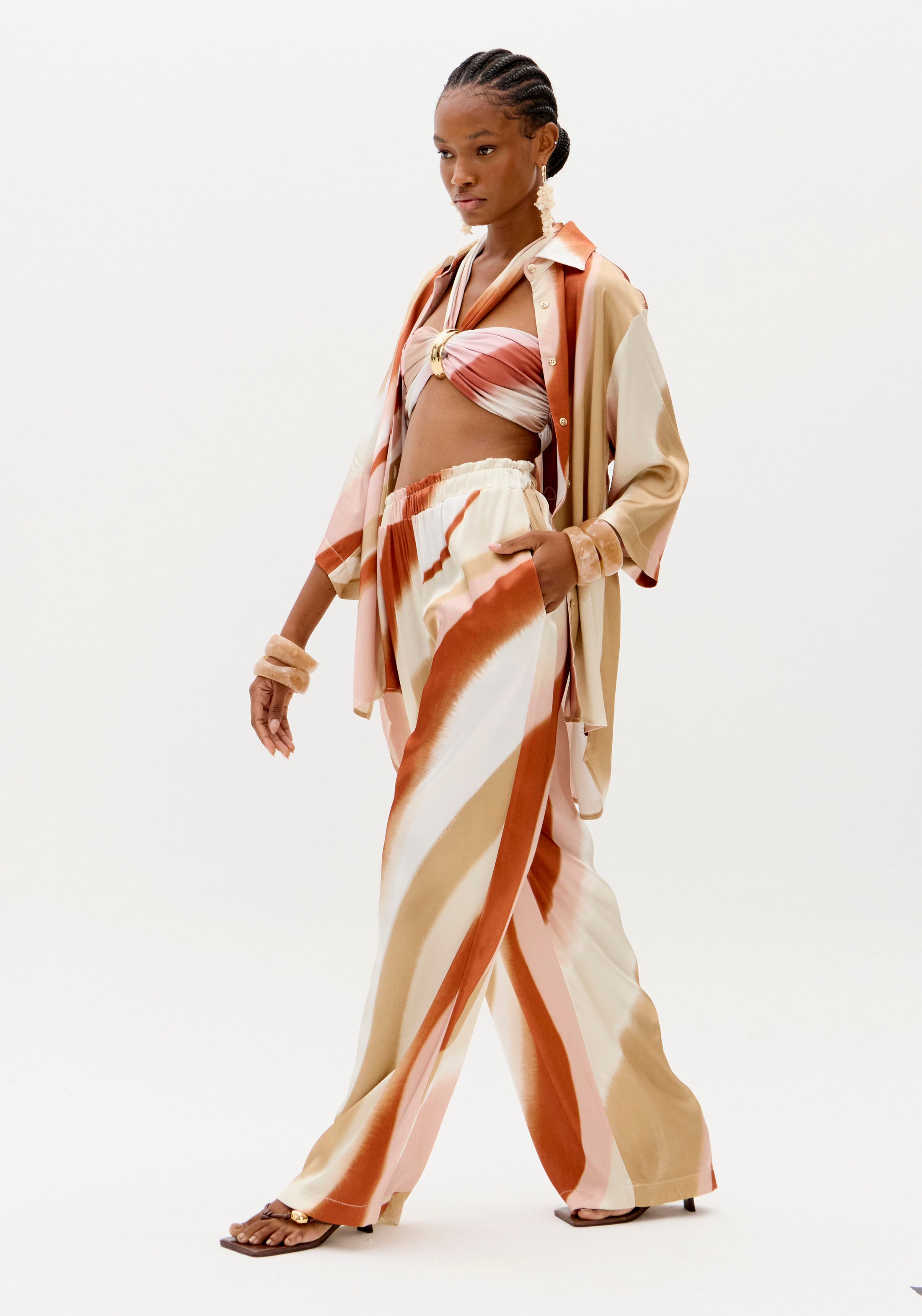 High-Waisted Printed Wide-Leg Trousers Lança Perfume