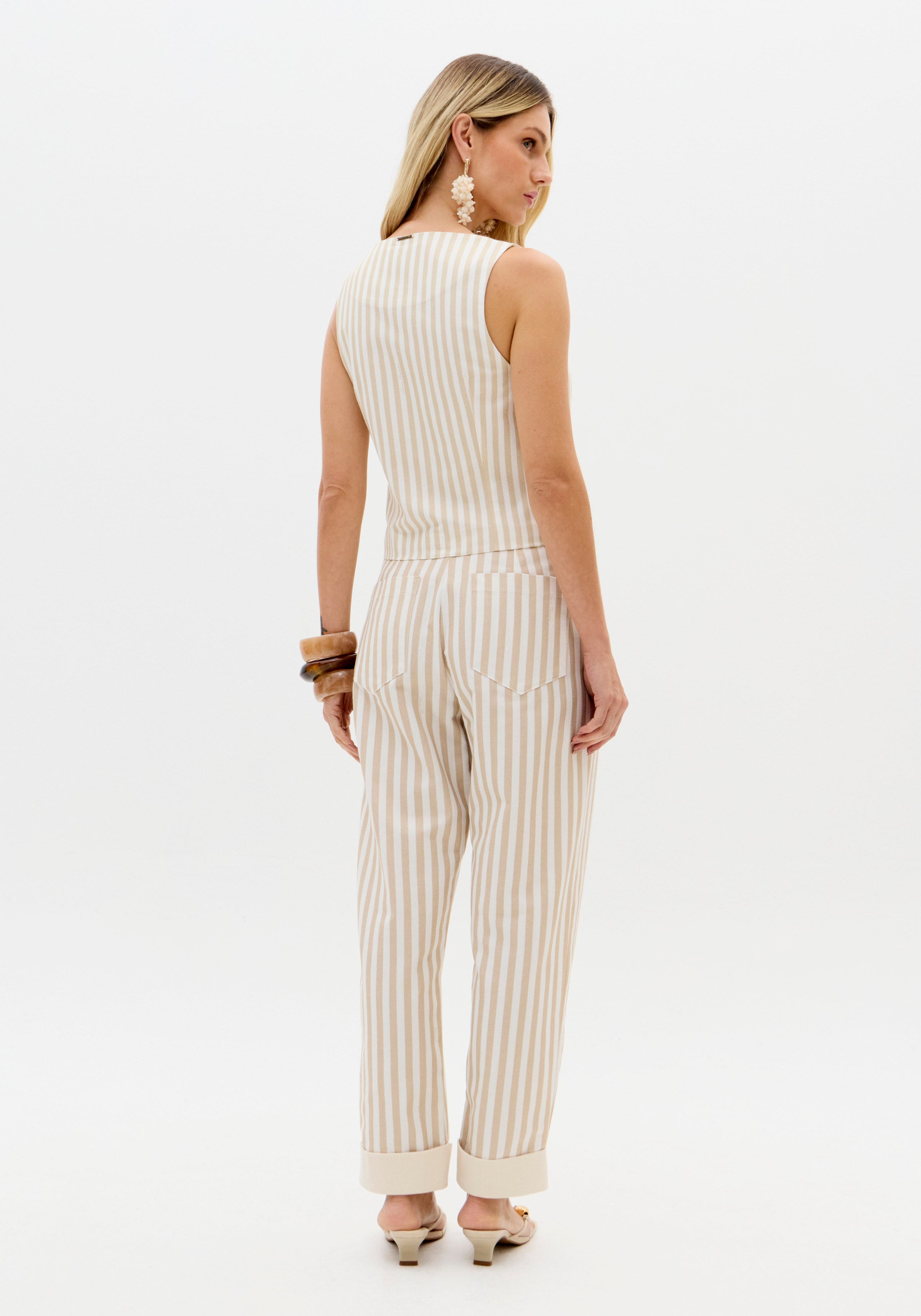 High-Waisted Striped Baggy Trousers Lança Perfume