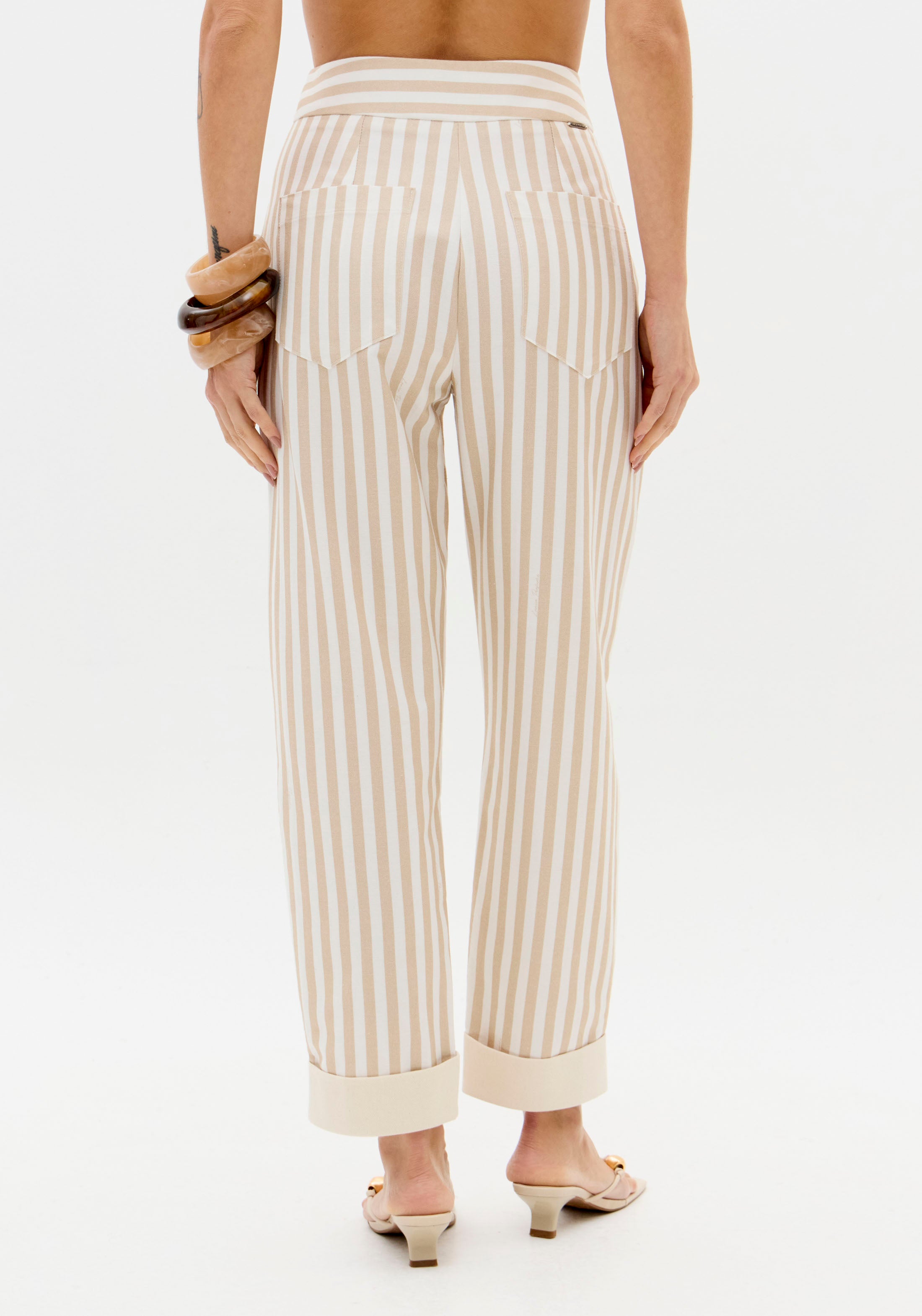 High-Waisted Striped Baggy Trousers Lança Perfume