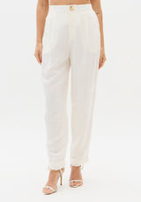 High-Rise Linen Carrot Trousers Lança perfume