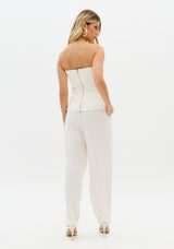 High-Rise Linen Carrot Trousers Lança perfume