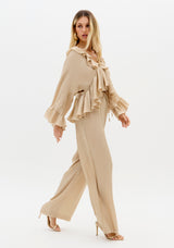 High-Waisted Golden Shimmer Wide-Leg Trousers Lança Perfume