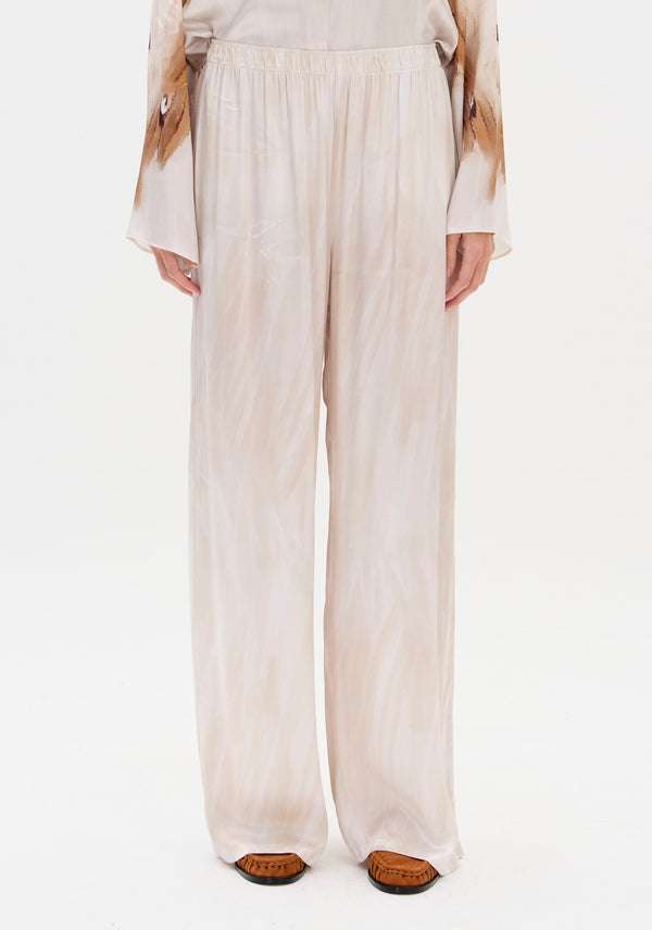 High-Waisted Elastic Satin Wide-Leg Trousers Lança Perfume