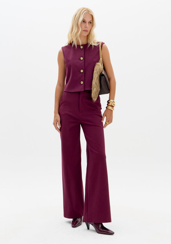 Cropped Button-Front Heavy-Knit Vest Lança Perfume