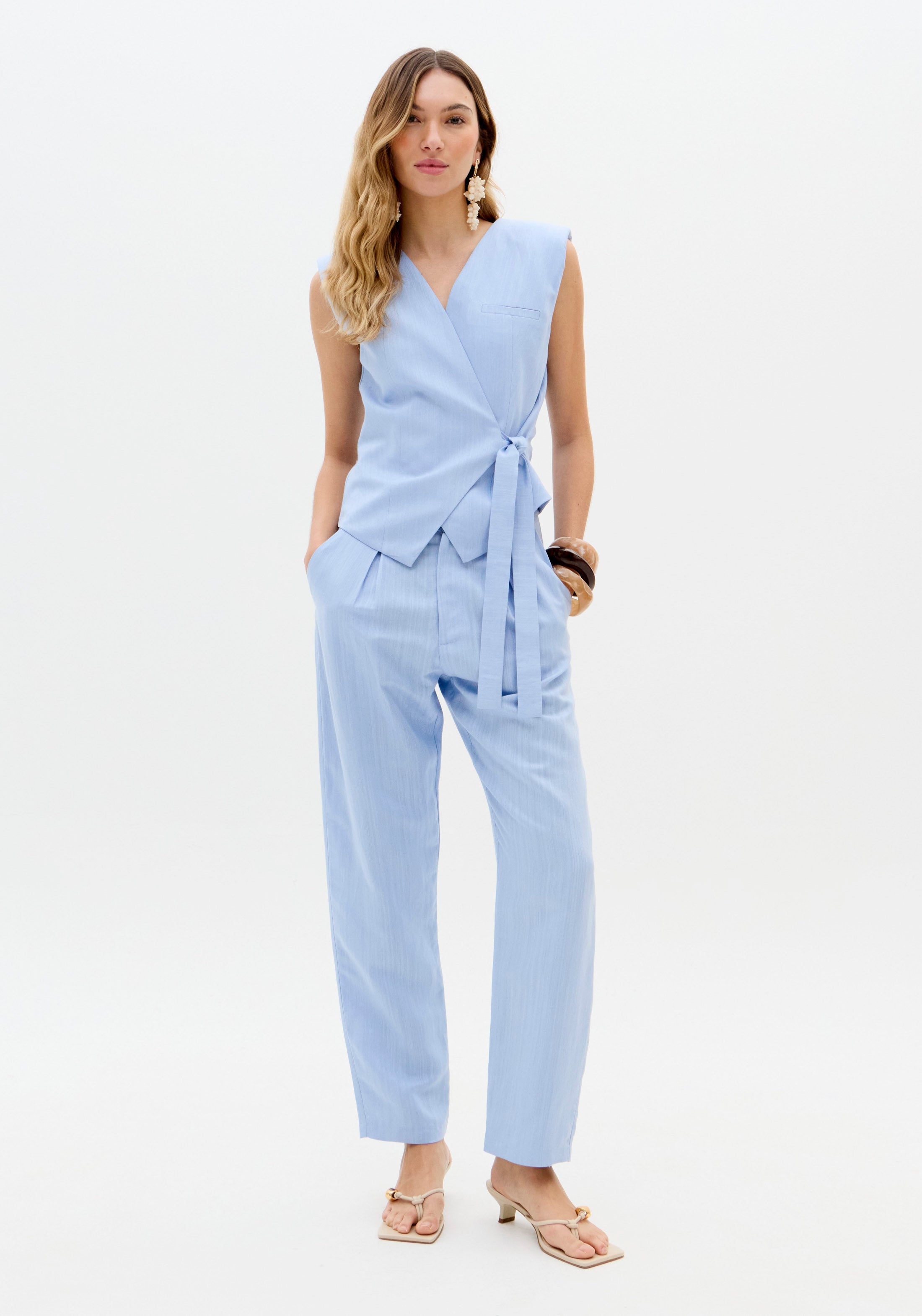 Linen-Blend Wrap Waistcoat Lança Perfume