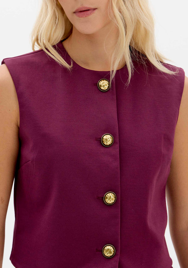 Cropped Button-Front Heavy-Knit Vest Lança Perfume