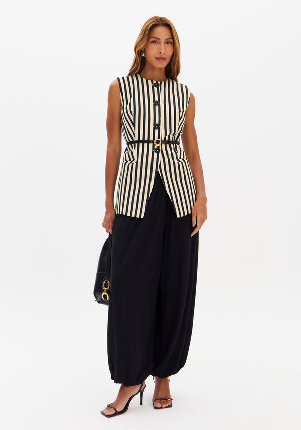 Longline Striped Tailored Waistcoat Lança Perfume