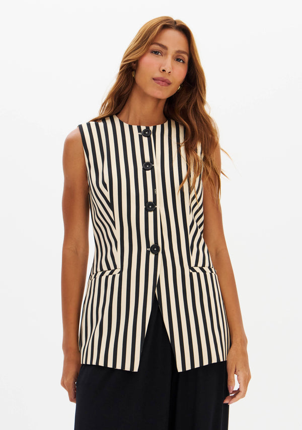 Longline Striped Tailored Waistcoat Lança Perfume