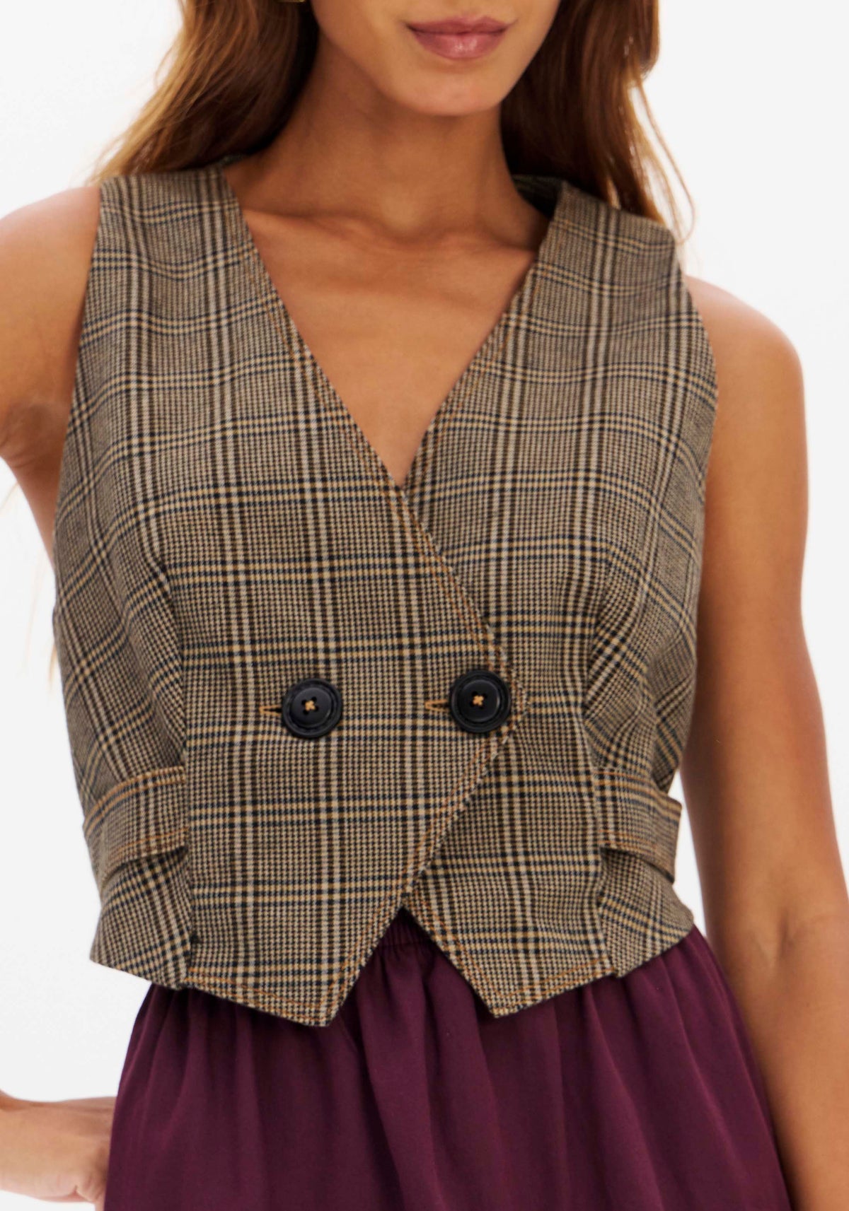 Checked Double-Breasted Tailored Waistcoat Lança Perfume