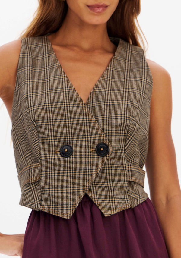 Checked Double-Breasted Tailored Waistcoat Lança Perfume