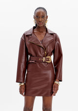 Structured Faux Leather Mini Skirt Lança Perfume