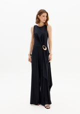 Macacão sem mangas com perna larga e acabamento decorativo Lança Perfume