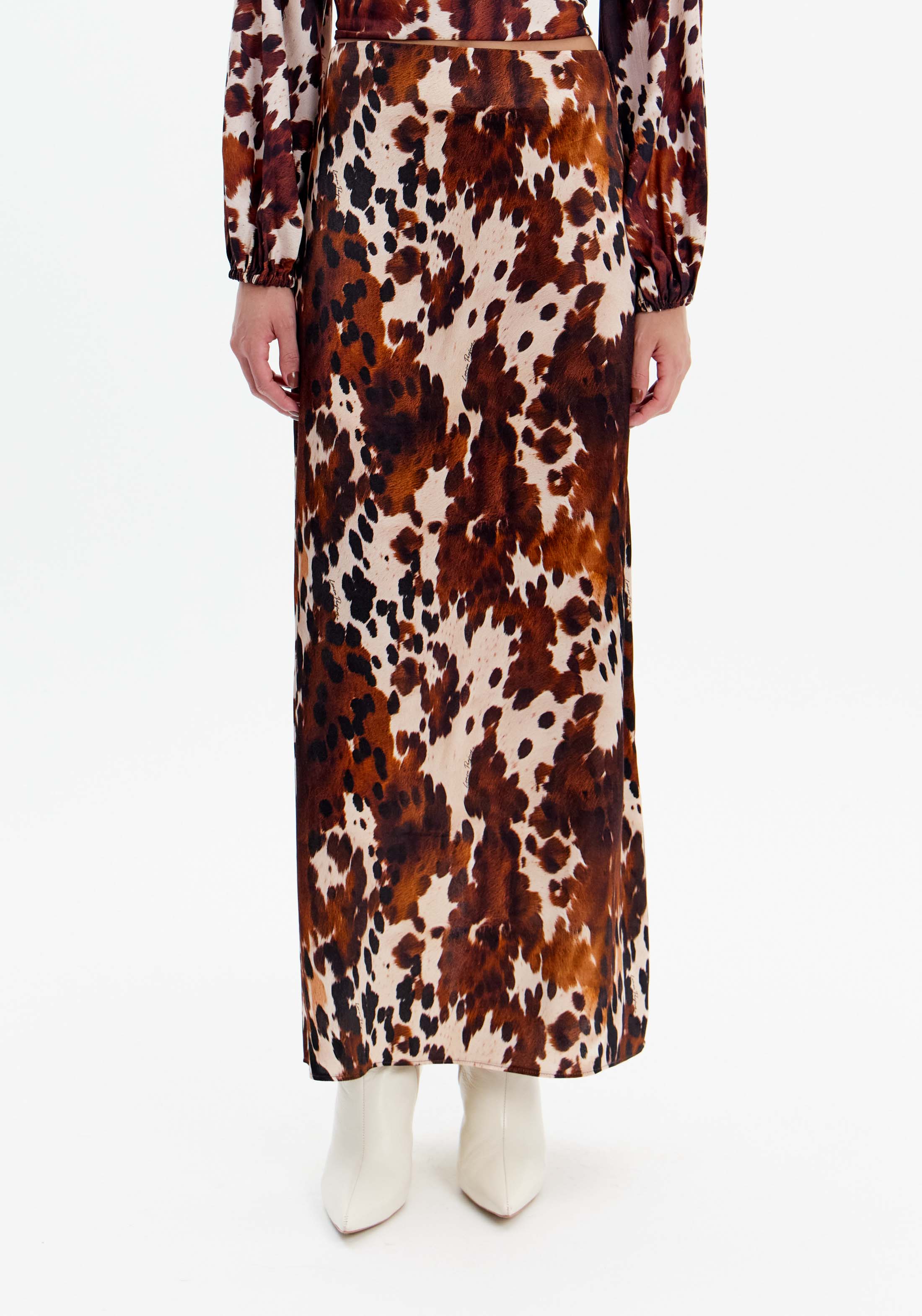 Printed Super Midi Straight Skirt with Zipper Lança Perfume