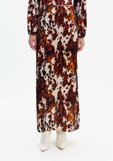 Printed Super Midi Straight Skirt with Zipper Lança Perfume