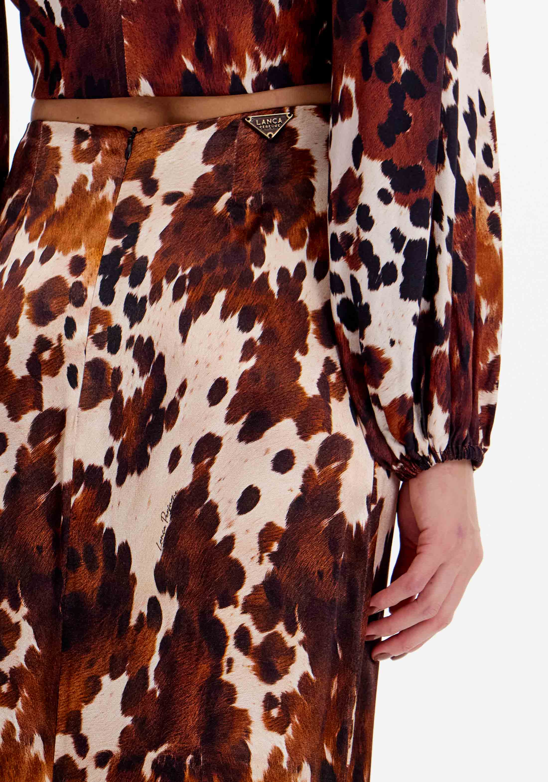 Printed Super Midi Straight Skirt with Zipper Lança Perfume