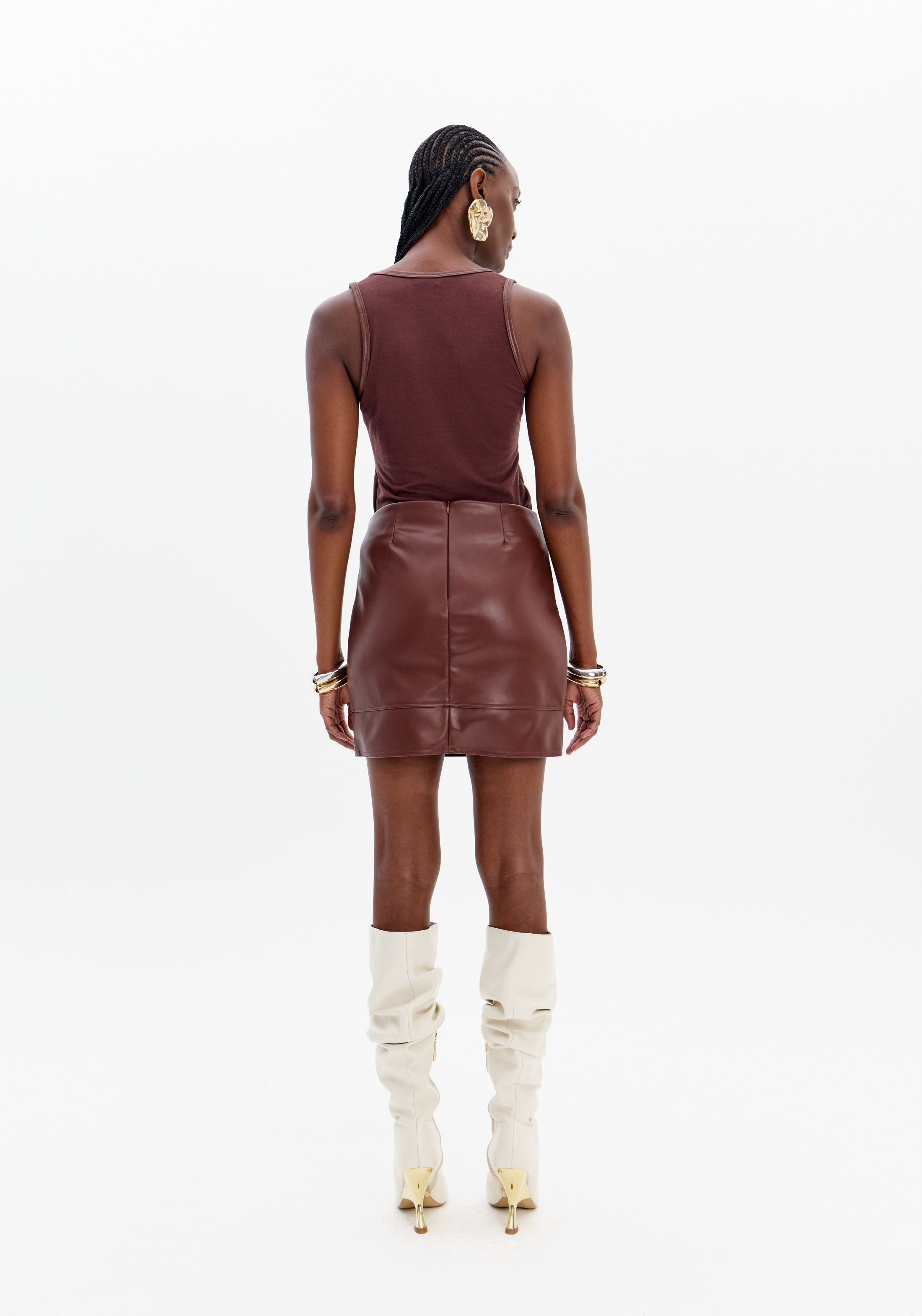 Structured Faux Leather Mini Skirt Lança Perfume