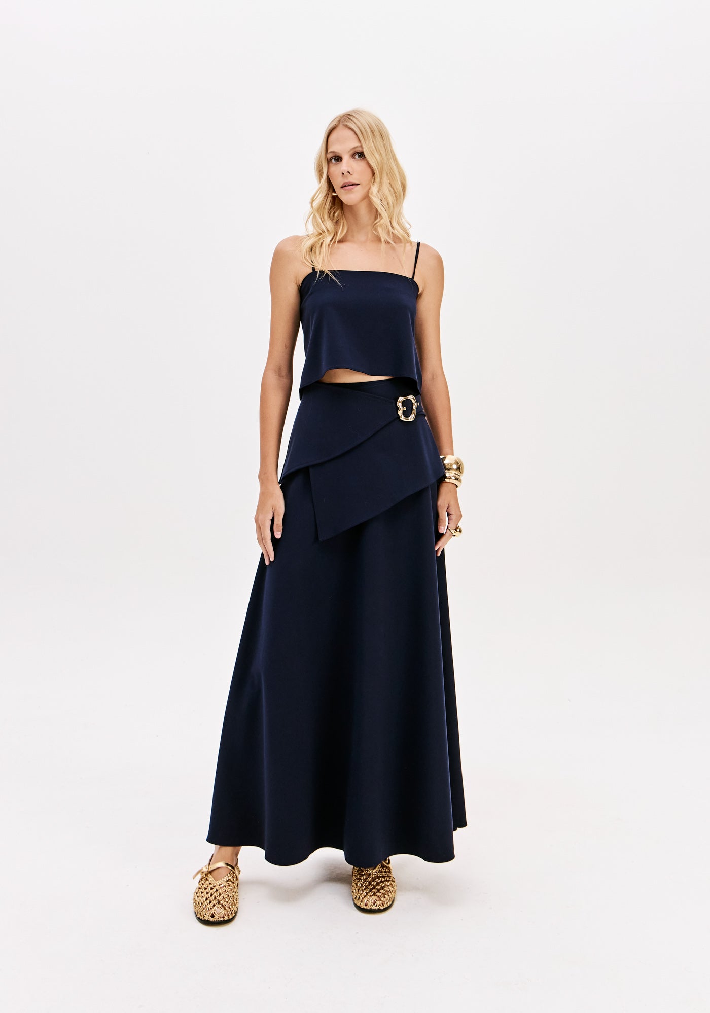 High-Waisted Overlay Long Skirt Lança Perfume