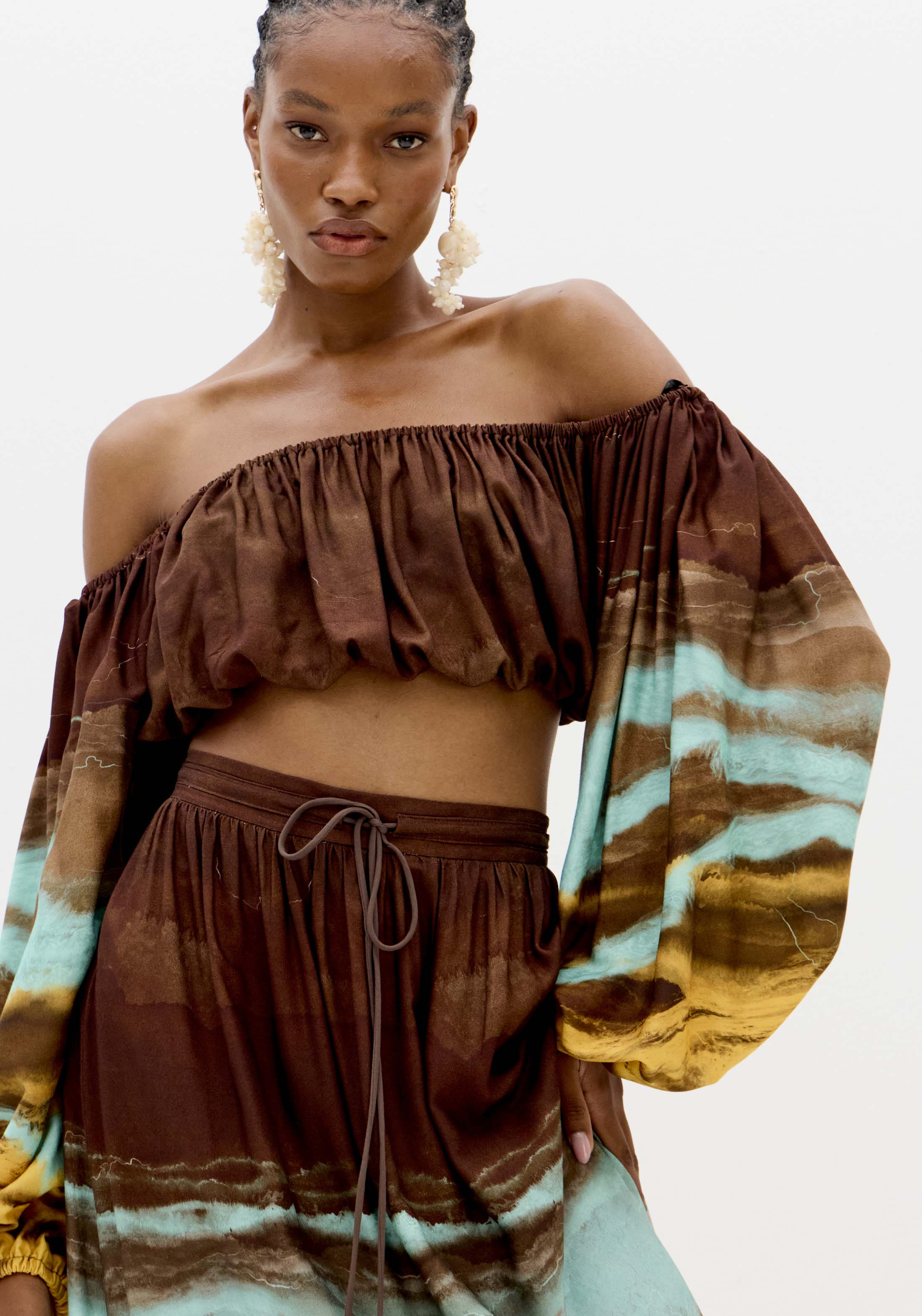 Off-the-Shoulder Printed Crop Top Lança Perfume