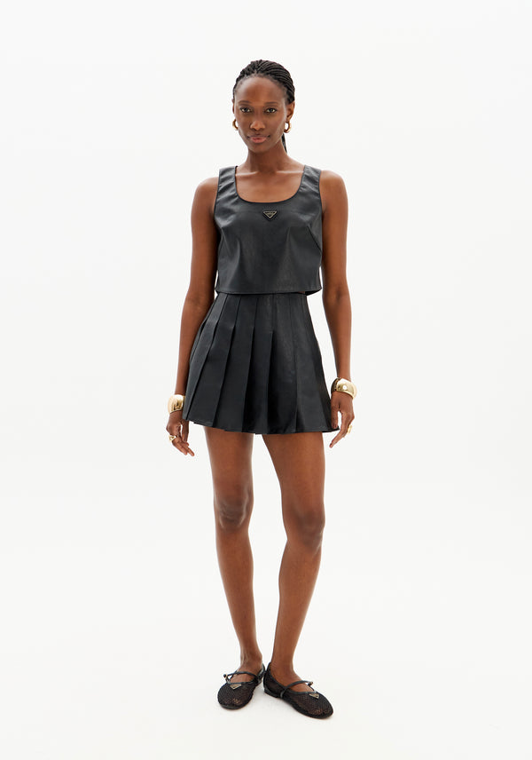 Pleated Faux Leather Mini skirt/Skort Lança Perfume