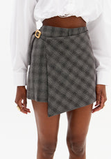 Grey Checked Wrap Skirt-Shorts Lança Perfume
