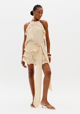 Ruffle Hem Loose Shorts with Tie Waist Lança Perfume