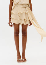 Ruffle Hem Loose Shorts with Tie Waist Lança Perfume