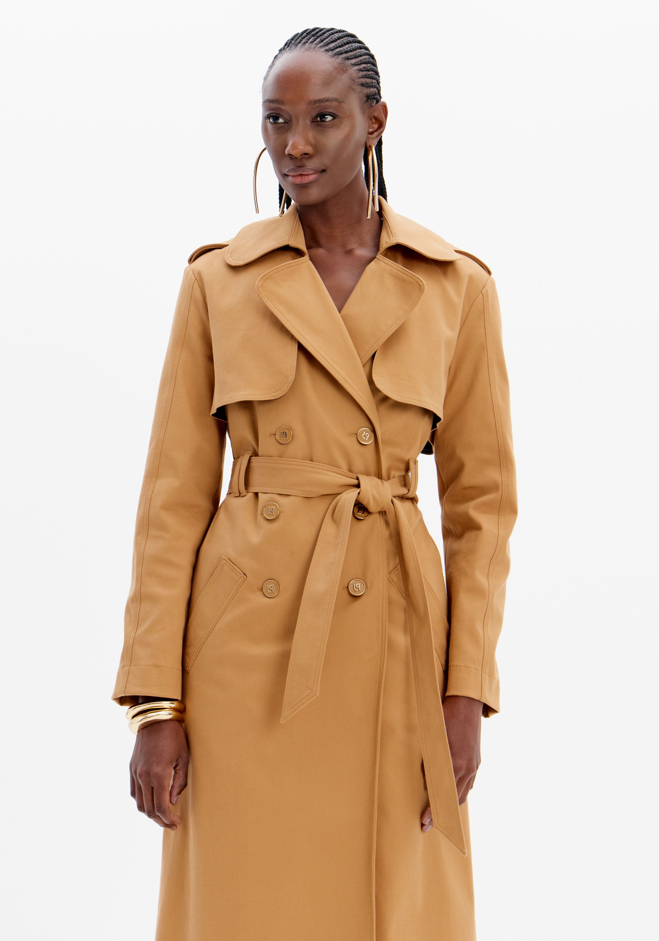 Long Belted Coat with Front Buttons Lança Perfume