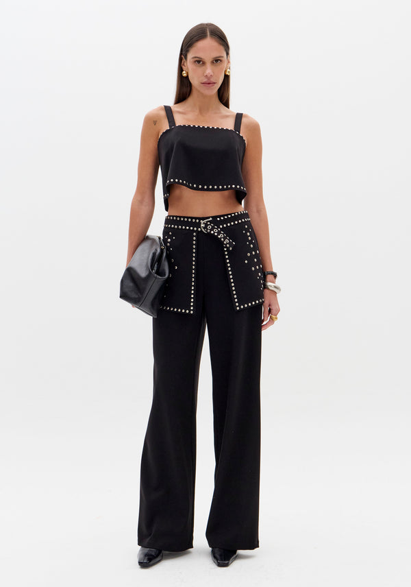 Black Straight-Leg Trousers with Removable Layer Lança Perfume