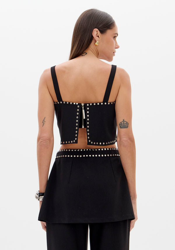 Black Straight-Leg Trousers with Removable Layer Lança Perfume