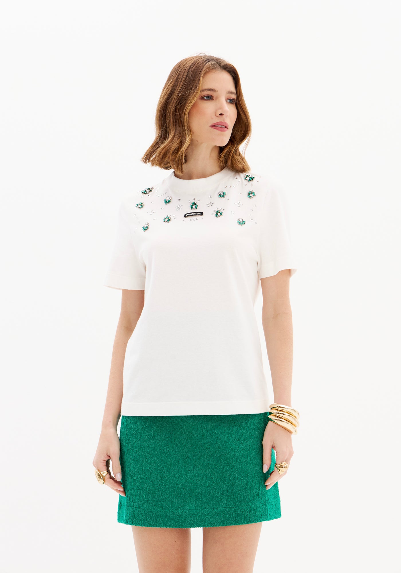 Short Sleeve T-Shirt with Embellishments Lança Perfume