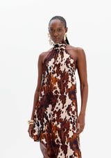 Asymmetric Printed Dress with Collar Lança Perfume