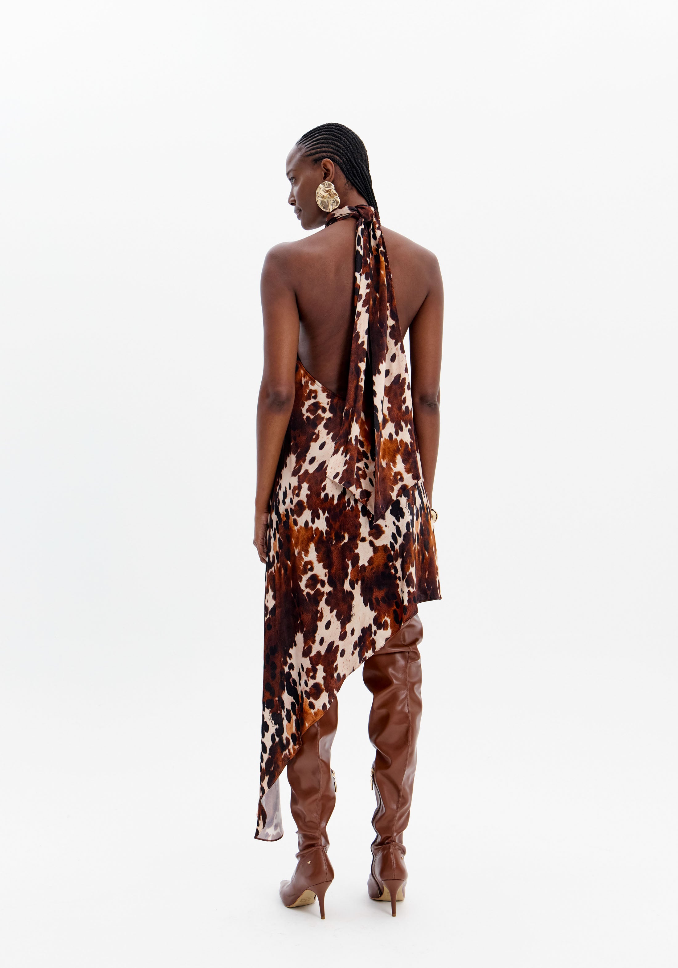 Asymmetric Printed Dress with Collar Lança Perfume