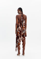 Asymmetric Printed Dress with Collar Lança Perfume