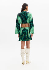 Printed Mini Dress with Ring Detail and Long Sleeves Lança Perfume