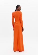Draped Long Dress with V-Neckline and Ring Detail Lança Perfume
