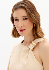 Short One-Sleeve Dress with Wide Sleeve and Waist Tie Lança Perfume