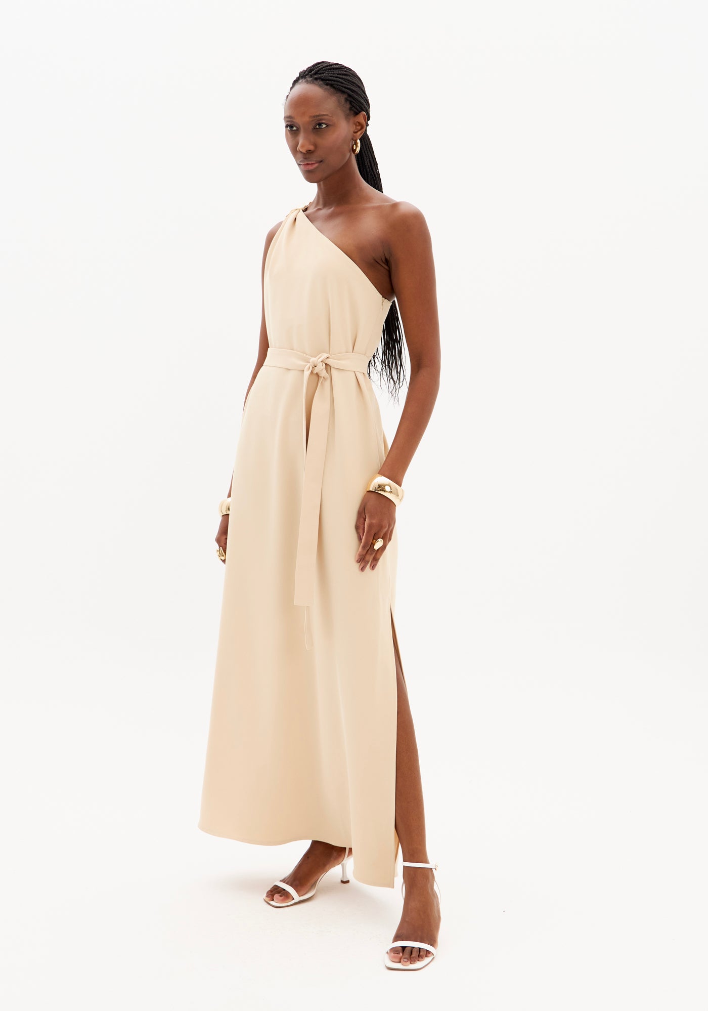 Long Dress with Side Slit and Waist Tie Lança Perfume