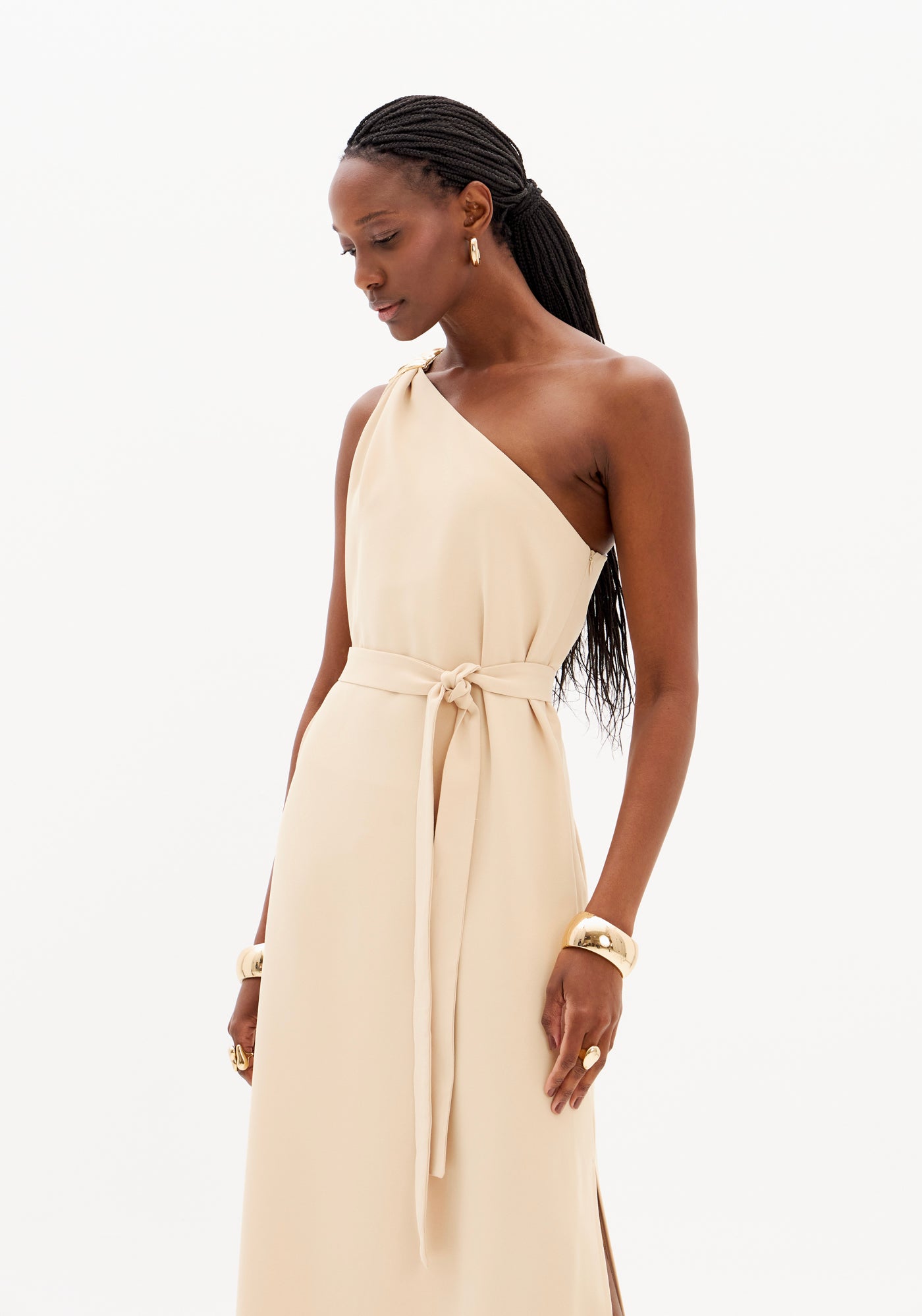 Long Dress with Side Slit and Waist Tie Lança Perfume