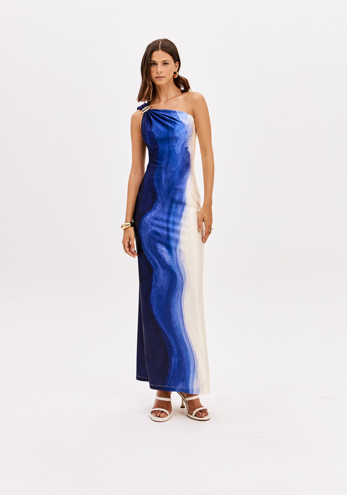 One-Shoulder Printed Super Midi Dress Lança Perfume