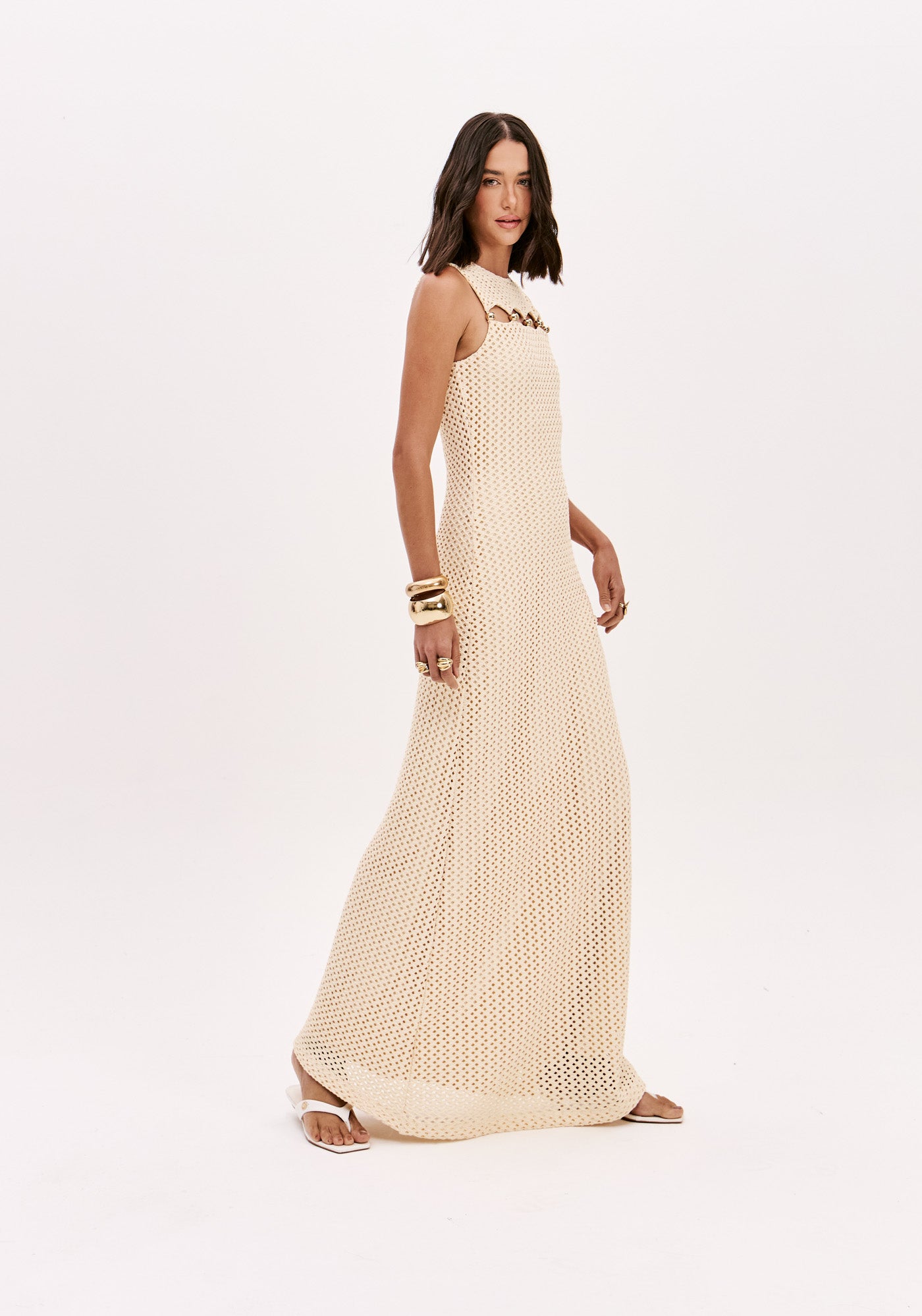 Embellished Mesh Maxi Dress Lança Perfume