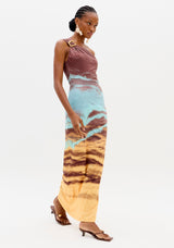 Vestido Maxi de Um Ombro Multicor Lança Perfume