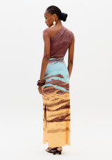 Vestido Maxi de Um Ombro Multicor Lança Perfume