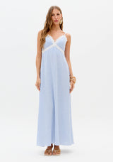 Embroidered V-Neck Super Midi Dress Lança Perfume