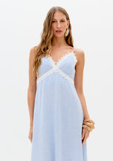 Embroidered V-Neck Super Midi Dress Lança Perfume