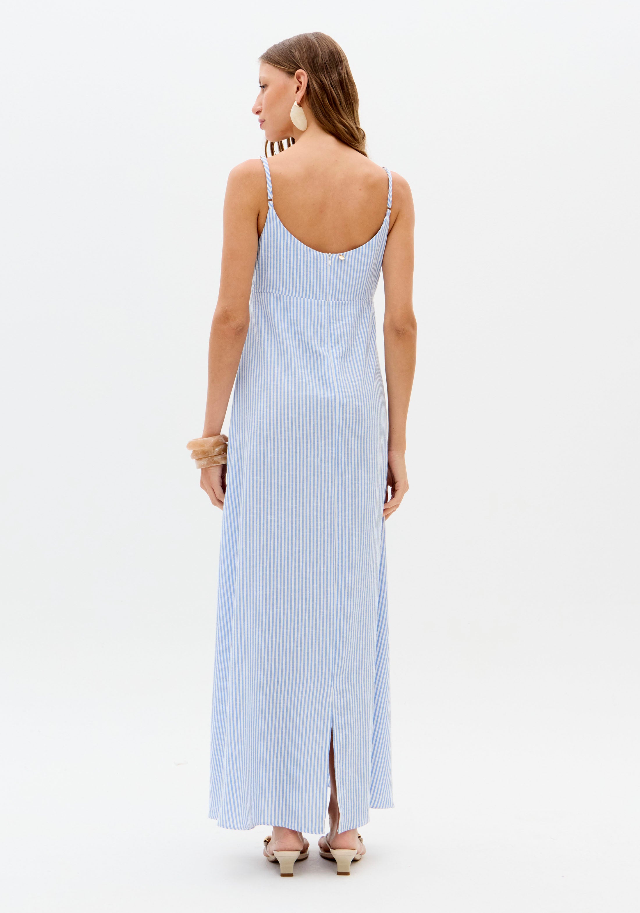 Embroidered V-Neck Super Midi Dress Lança Perfume