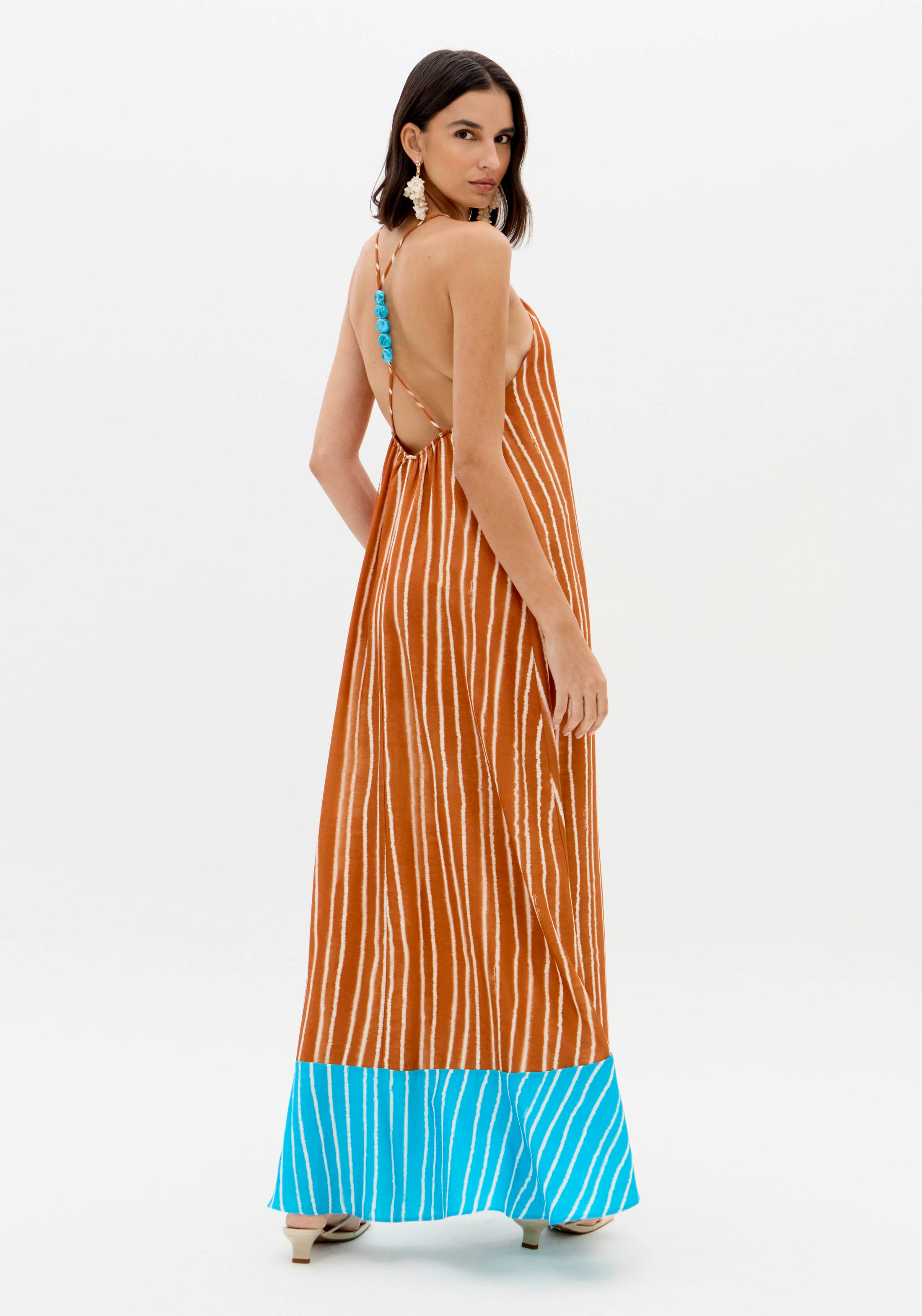Longline Maxi Dress with Decorative Back Hardware Lança Perfume