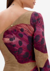Vestido Super Midi Estampado de Um Ombro Só Lança Perfume