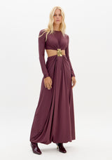 Vestido Comprido Recortes Ferragens Lança Perfume