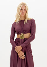 Vestido Comprido Recortes Ferragens Lança Perfume