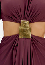 Vestido Comprido Recortes Ferragens Lança Perfume